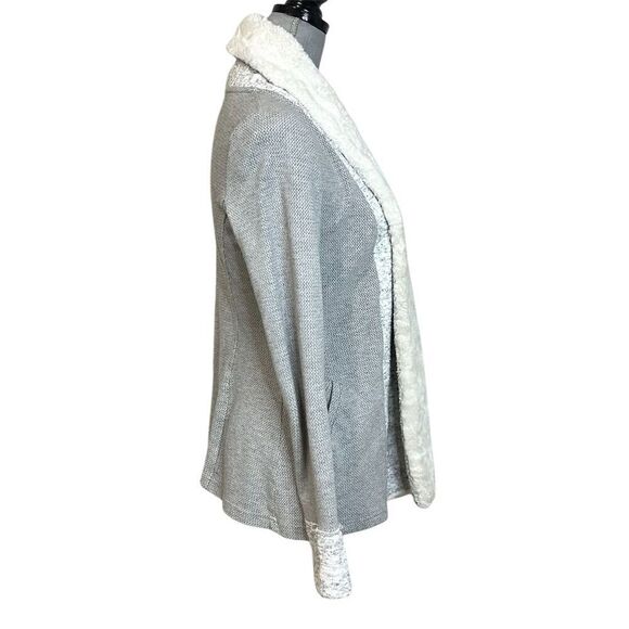 Anthropologie Women's Gray Faux Fur Trim Cardigan Sweater S Cottagecore Fall - Picture 9 of 14